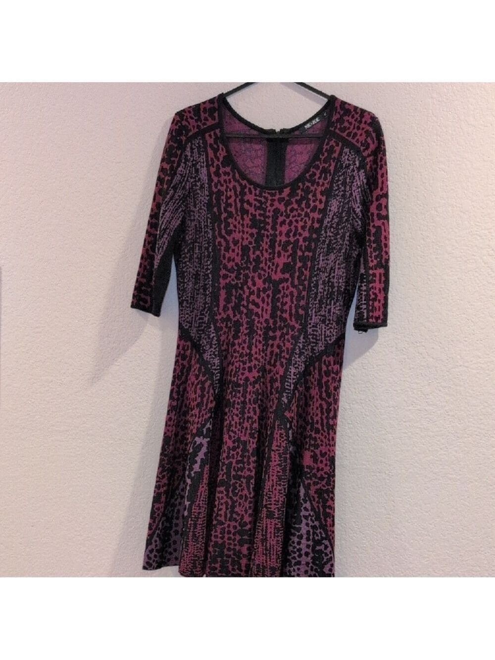 NIC+ZOE Purple,Red& Black,Size L P Sweater Dress.Zipper On The Back,GUC